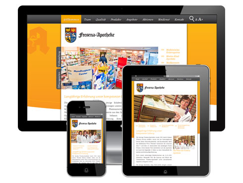Darstellung der Webseite als responsive Design angepasst an alle Endgeräte