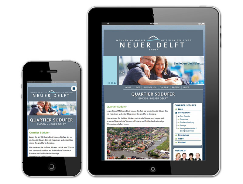 Mobile Ansicht - Darstellung des responsiven Designs