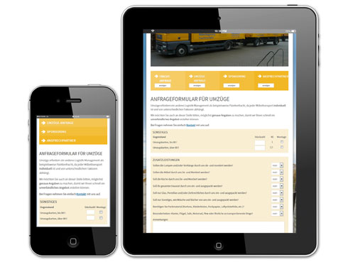 Mobile Ansicht des Anfrageformulars