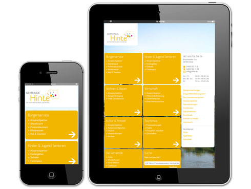 Darstellung der Angebote der Webseite in der mobilen Ansicht