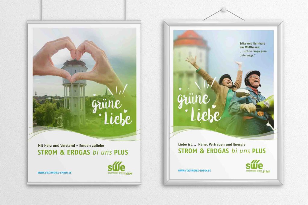 Stadtwerke Emden Kampagne Produkte Gruenstrom Plakate
