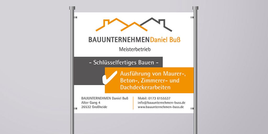 Grafische Darstellung Schild eines Bauunternehmers