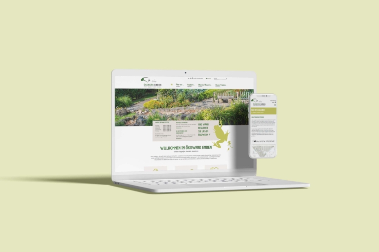 Website oekowerk-emden.de auf Laptop, Tablet und Smartphone