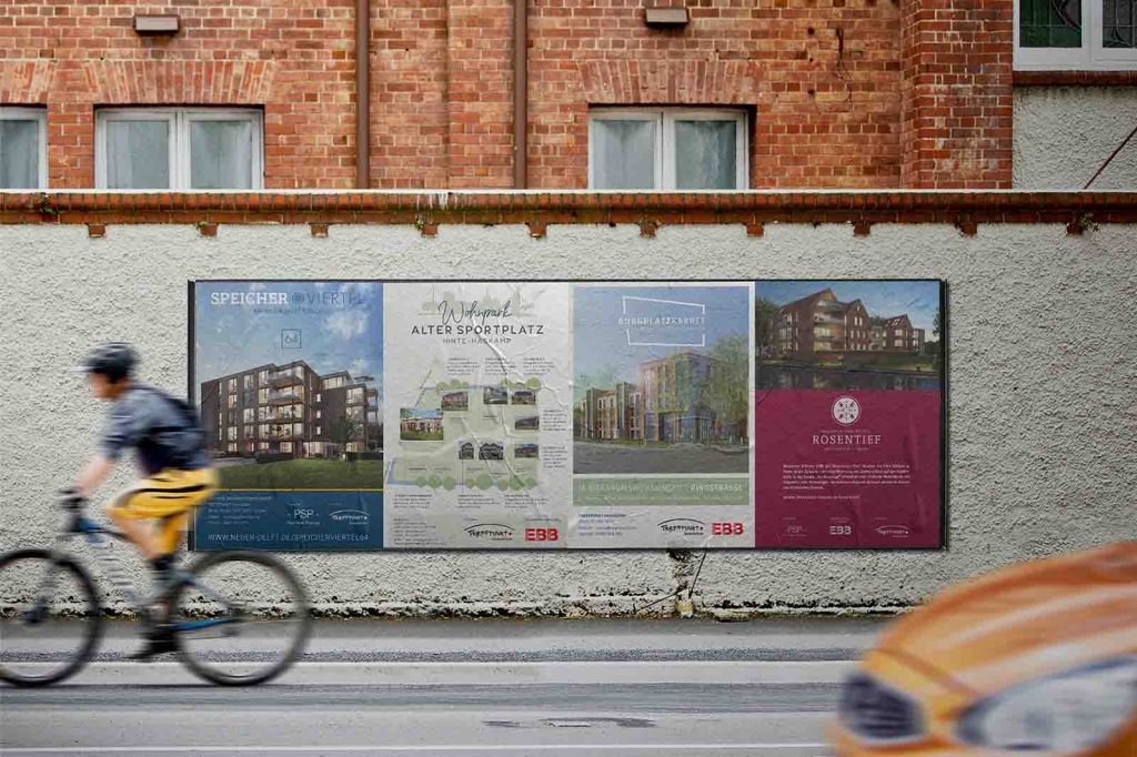 Vermarktung Baugebiete Werbung Plakate Treffpunkt Immobilien Sparkasse