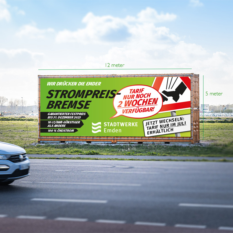 Stadtwerke Emden Kampagne Stromtarif Sorgenfrei Grossflaechenbanner