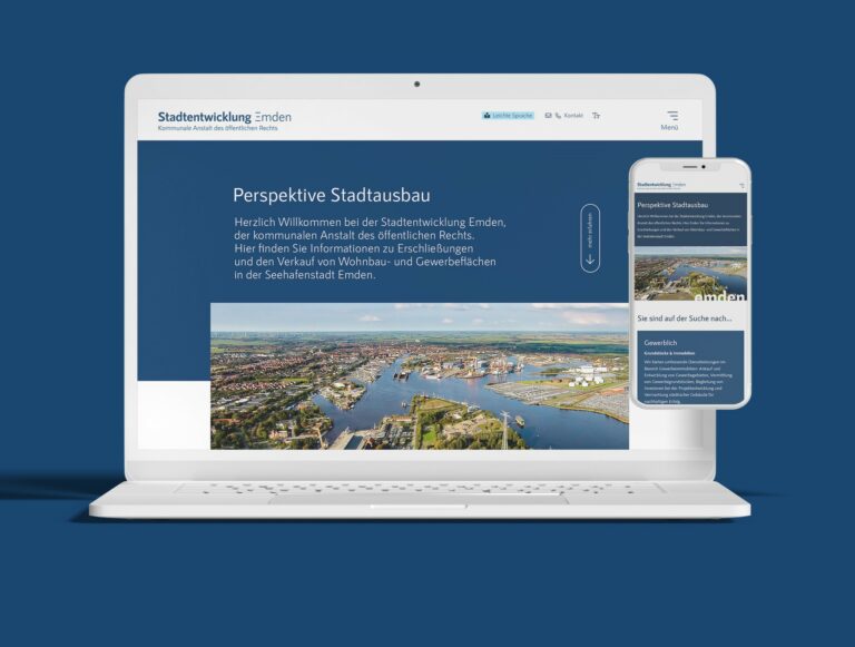 Website stadtentwicklung-emden.de auf Laptop und Smartphone