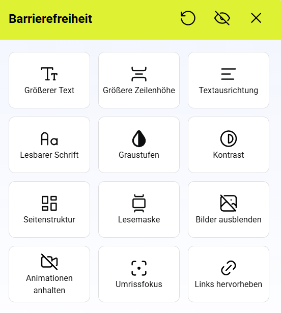 Screenshot vom Tool Barrierefreiheit
